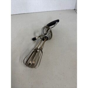 Vintage EKCO Hand Crank Egg Beater Stainless Steel Manual Rotary Mixer USA Made